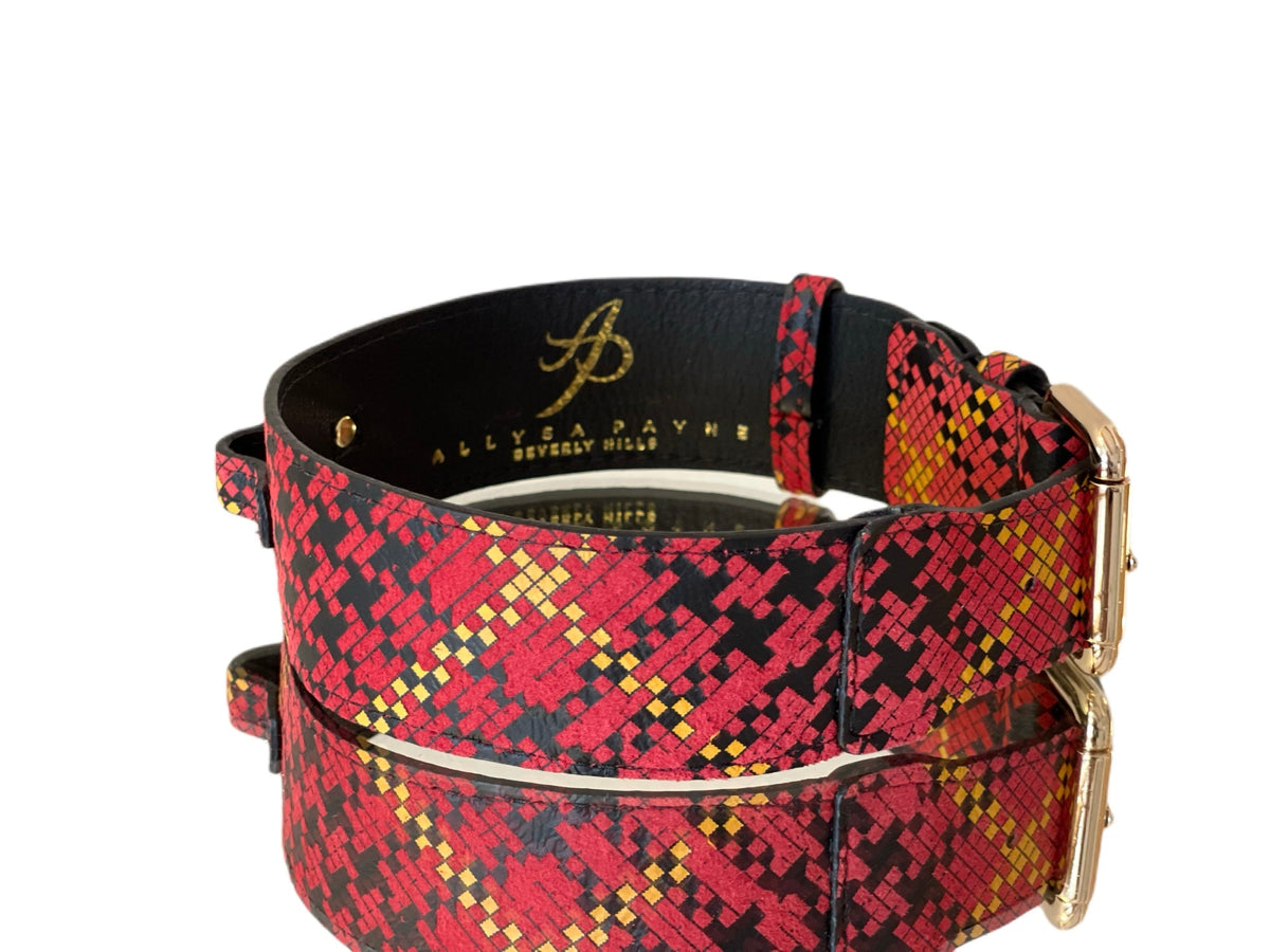 Allysa Payne Luxury Pet Fashion Plaid Italian Leather Dog Collar