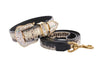 Allysa Payne Off White/Black Snake With Gold Swarovski Crystal Hardware Dog Collar & Leash Set