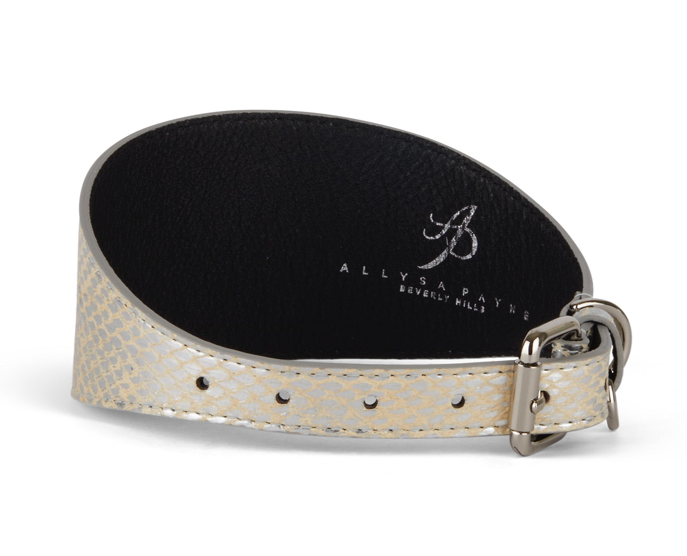 Allysa Payne Glamorous Silver Snake 3-Inch Wide Style Dog Collar