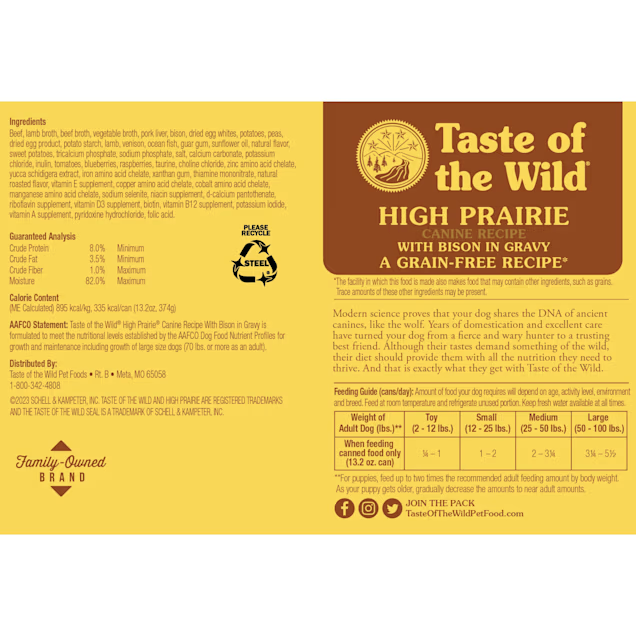 Taste of the Wild Adult High Prairie Bison and Venison Wet Canine Food (13.2oz)