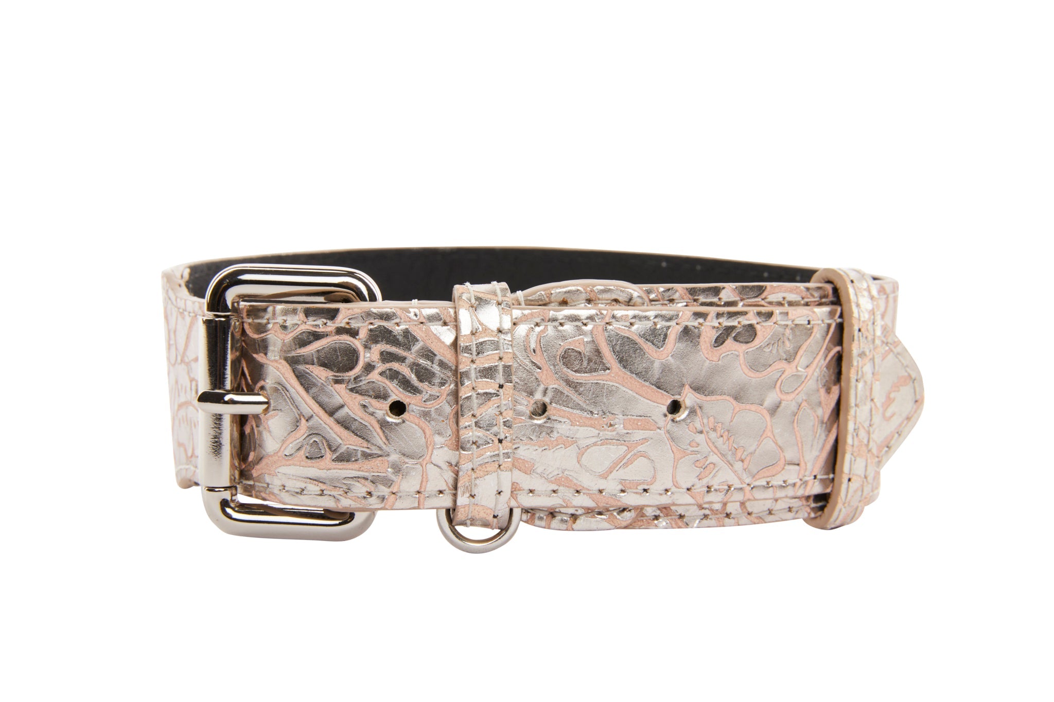 Soft Pink/Silver Floral Print Italian Leather With Silver Classic Hardware