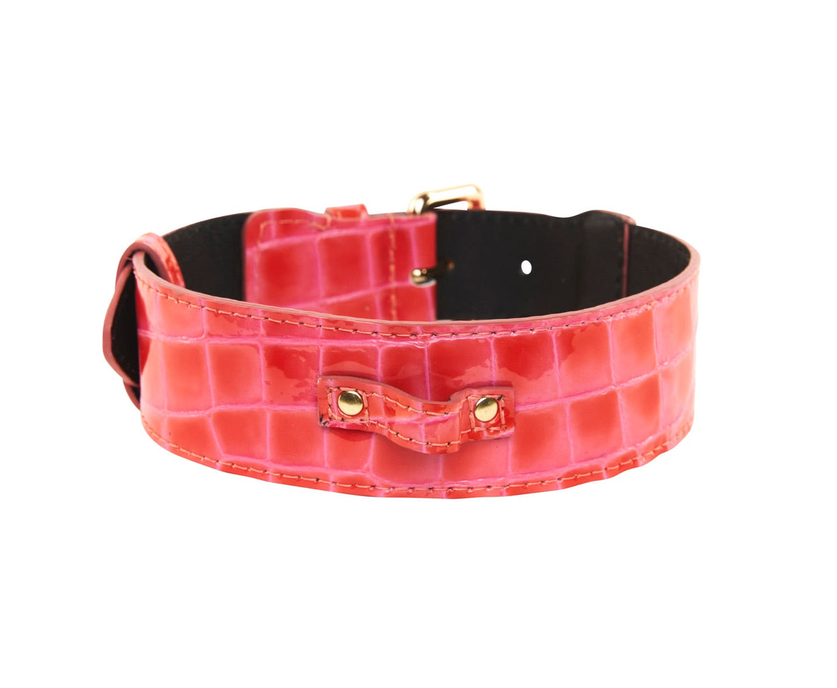 Allysa Payne Orange & Pink Patent Leather Classic Dog Collar