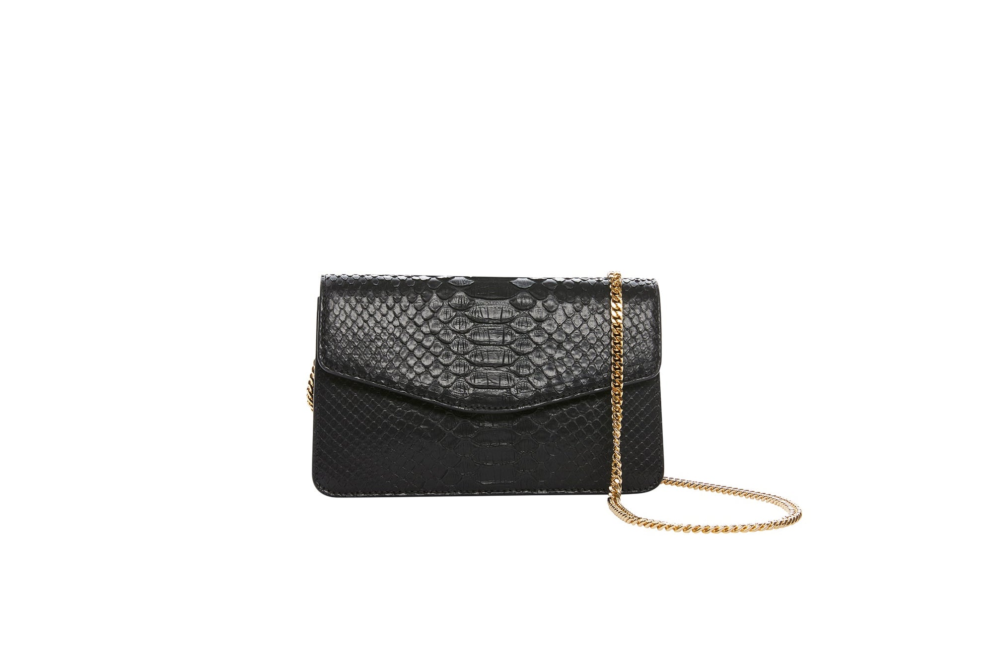 Allysa Payne Classic Black Python Clutch