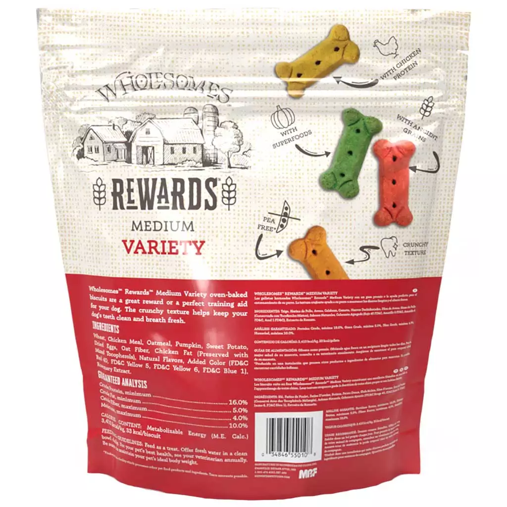 Wholesomes Adult Variety Medium Dog Treats (3lb) - HT Animal Supply