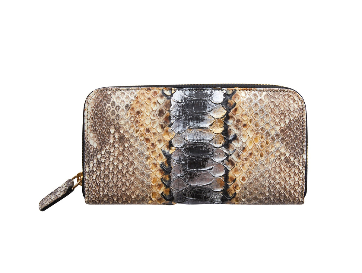Allysa Payne Neutral Blue/Silver Python Zip Wallet