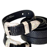 Luxury Pet Fashion Embossed Black Python Italian Leather Collar & Leash Set