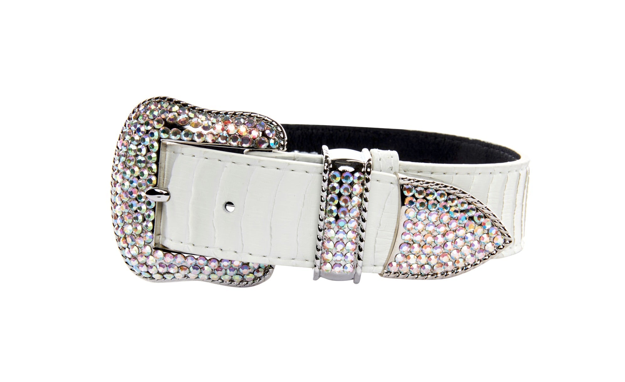 Matte White Snake Collar Set of 2. With Both Silver & Gold Swarovski Crystal Hardware