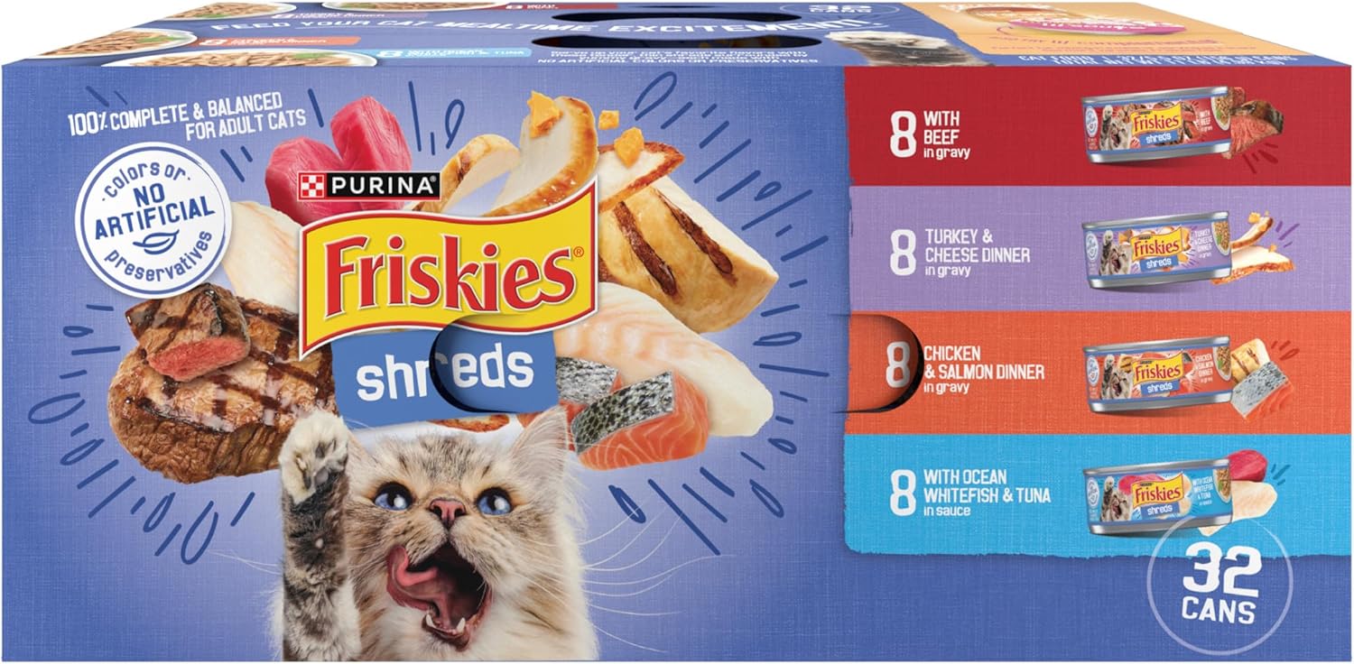 Friskies Shreds Variety Pack 32Ct of 5.5Oz Cans