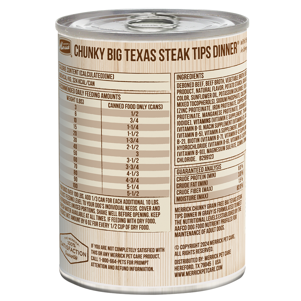 Merrick Chunky Grain Free Adult Big Texas Steak Dinner Wet Dog Food (12.7oz)
