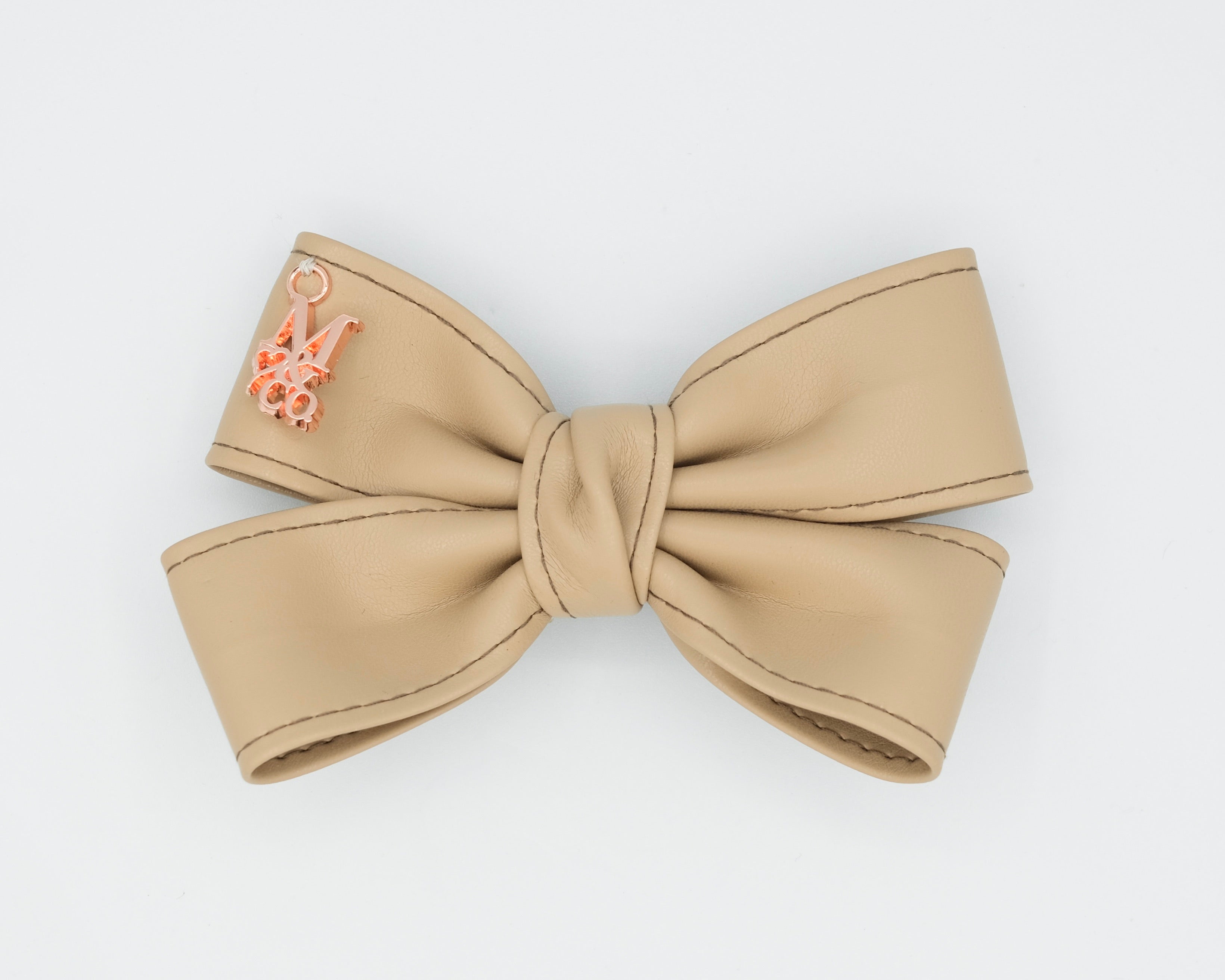 Leather Twist Bow: Tan