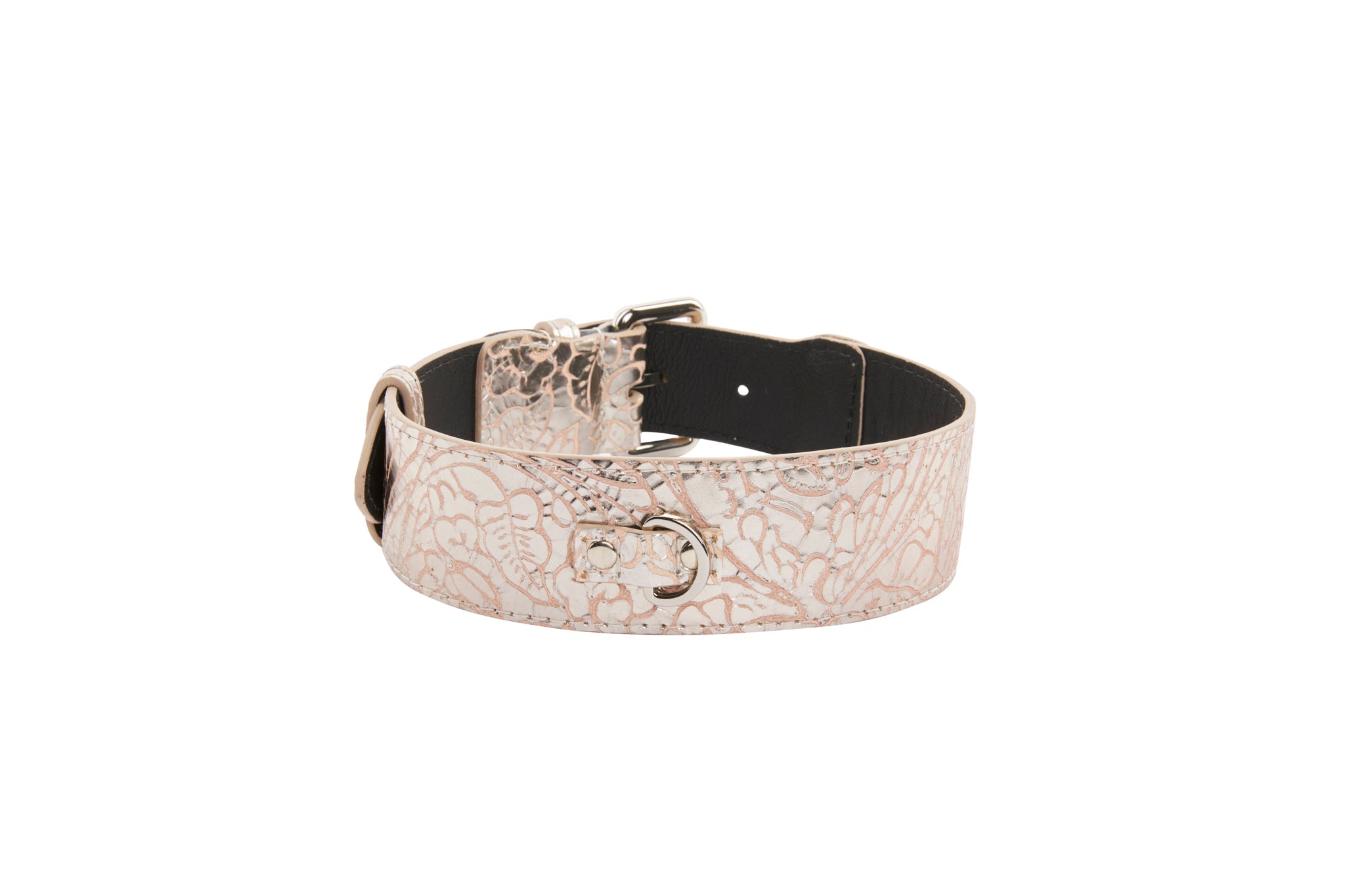 Soft Pink/Silver Floral Print Italian Leather With Silver Classic Hardware