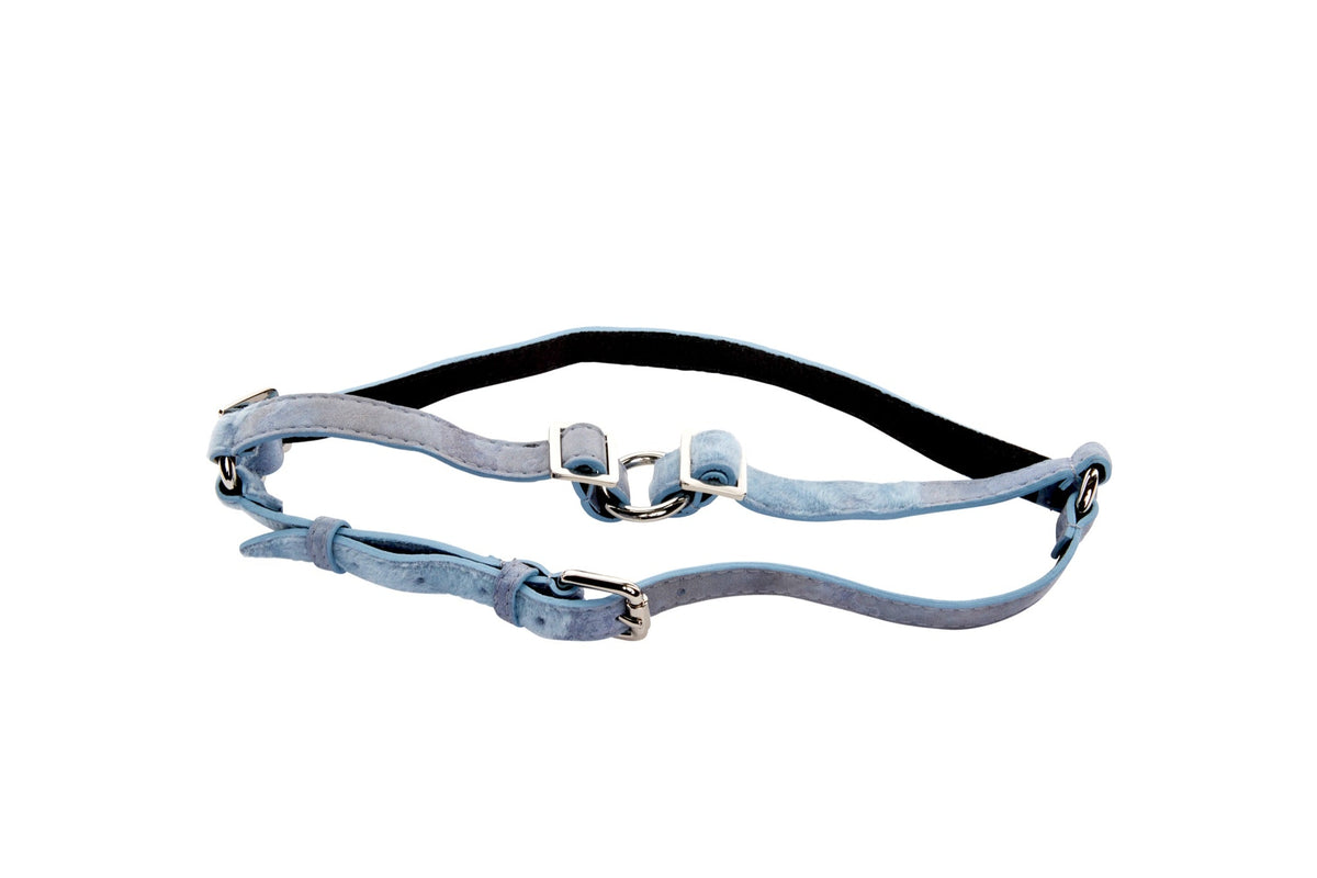 Allysa Payne Light Blue Distressed Italian Leather Dog Harness