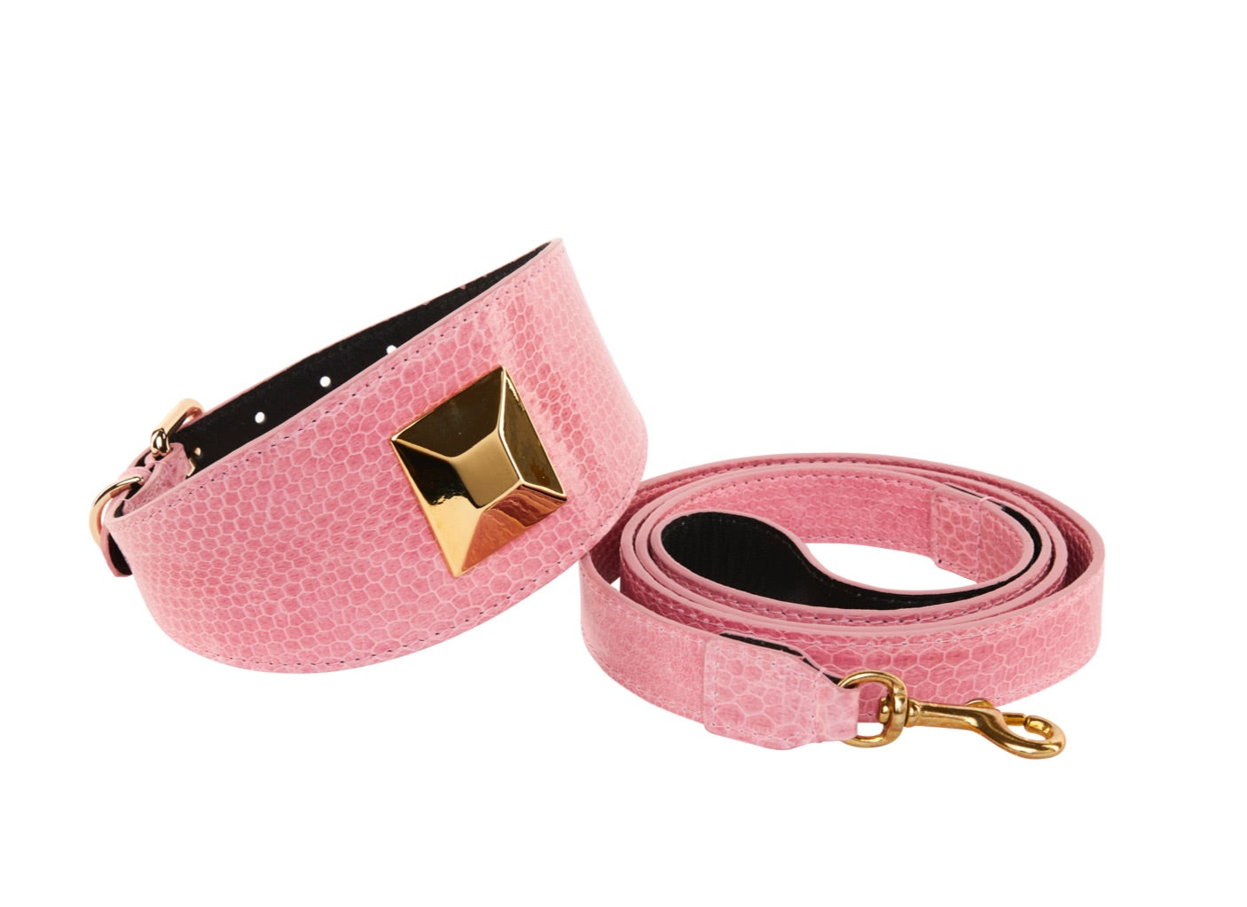 Allysa Payne Soft Pink Snake 3-Inch Wide Style Dog Collar & Leash Set