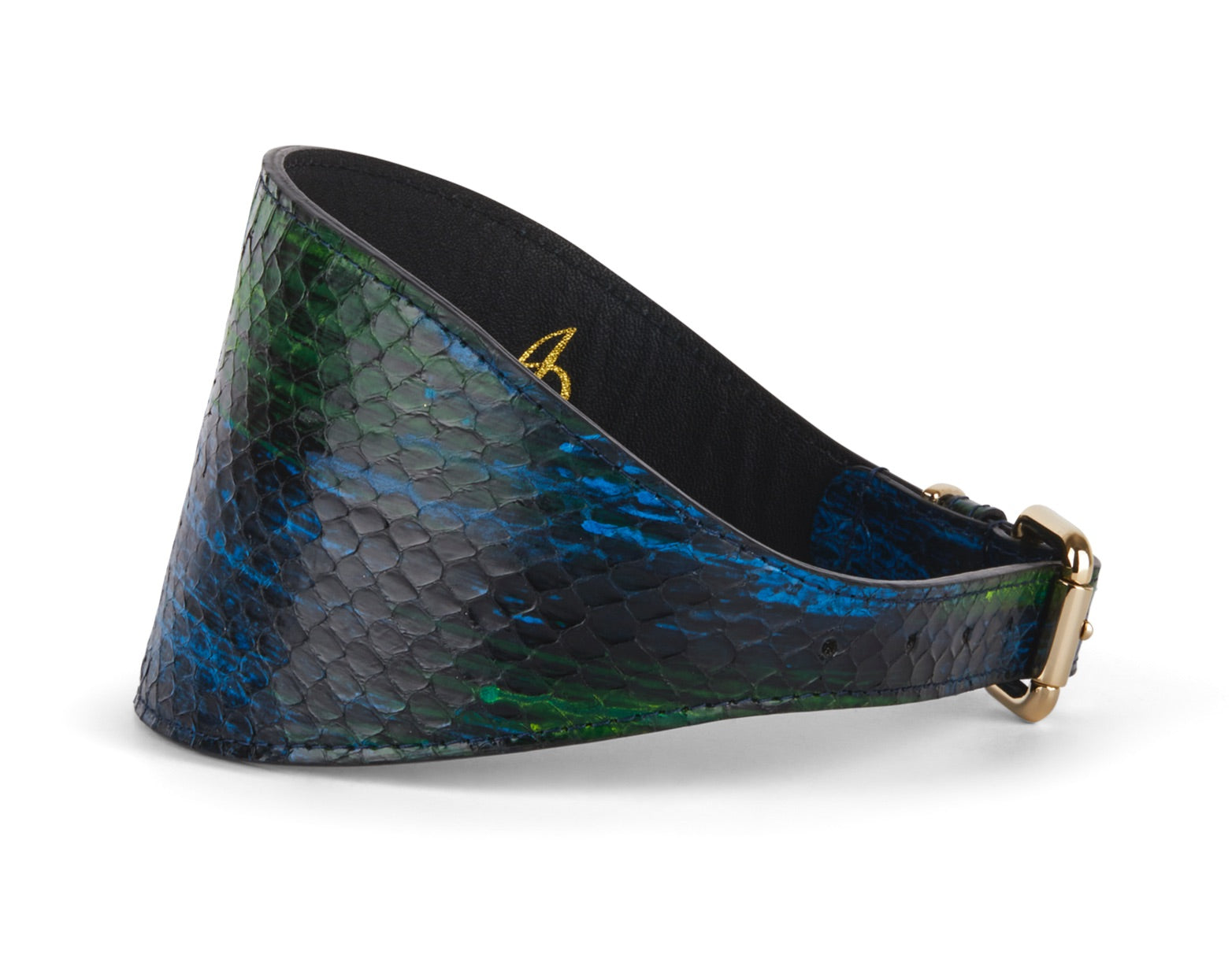 Allysa Payne Blue, Green, Black, Yellow Snake 4-Inch Wide Style Dog Collar