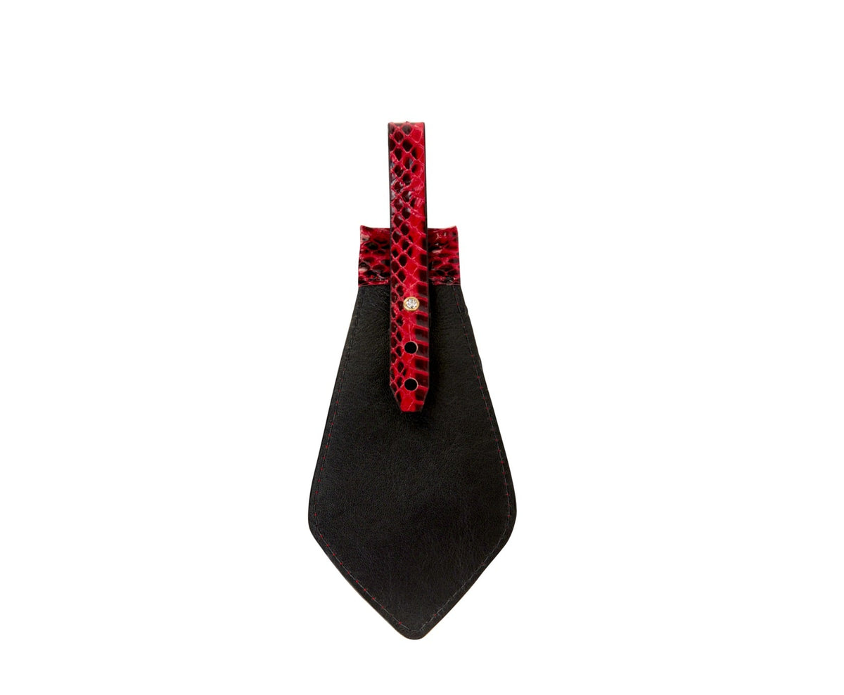 Allysa Payne Red & Black Viper Snake Tie, Backed With Italian Leather & Swarovski Crystal Closure