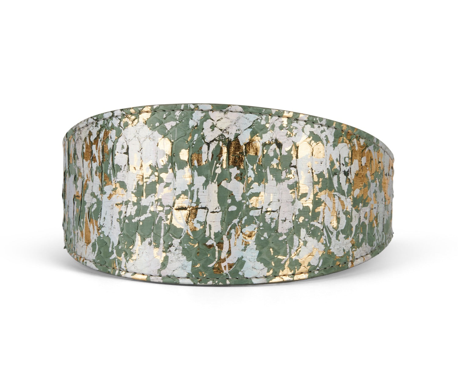 Iridescent Art Deco Green/Gold/Silver 3” Wide Style Collar