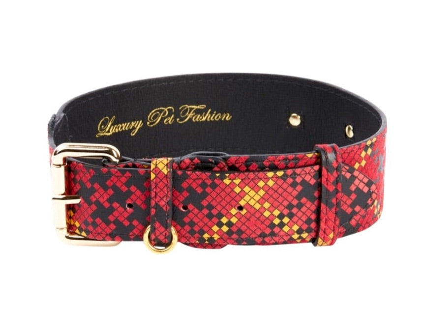 Allysa Payne Luxury Pet Fashion Plaid Italian Leather Dog Collar