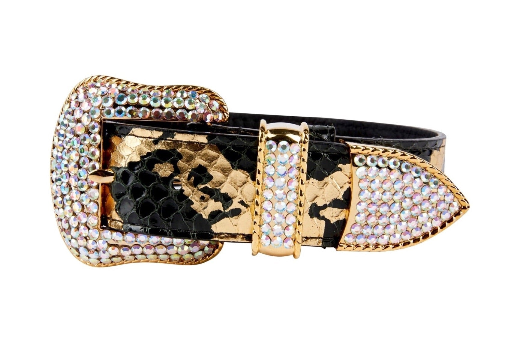 Allysa Payne Black/Gold Custom Snake Swarovski Crystal Dog Collar