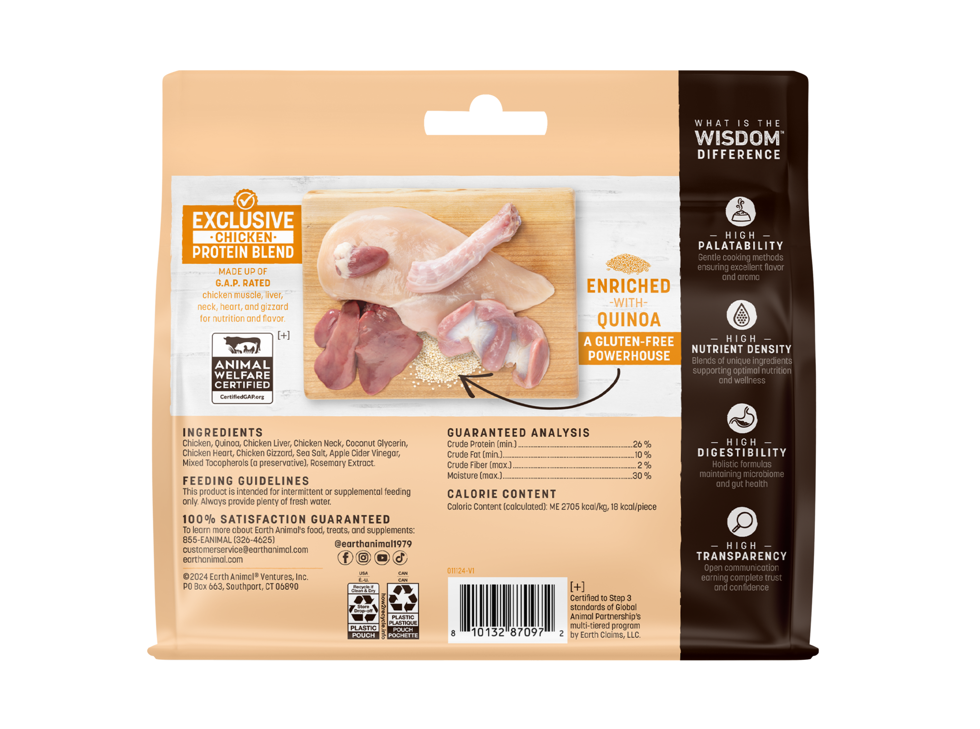 Earth Animal Wisdom Air Dried Chicken Jerky Dog Treats (4oz) - HT Animal Supply
