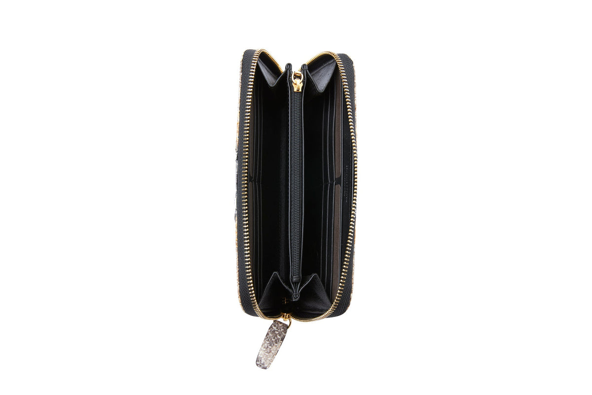 Allysa Payne Neutral Blue/Silver Python Zip Wallet