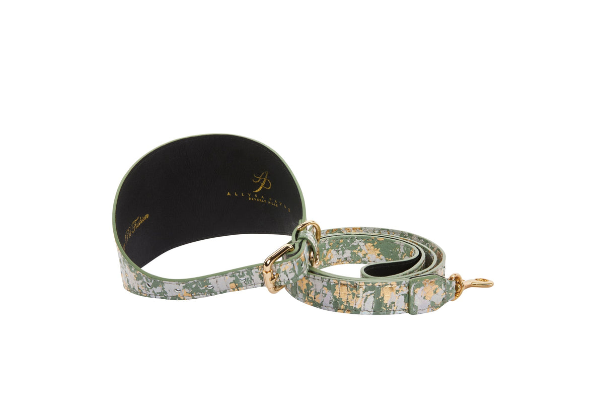 Allysa Payne Luxury Pet Fashion Custom Art Deco Snakeskin Wide Dog Collar & Leash Set