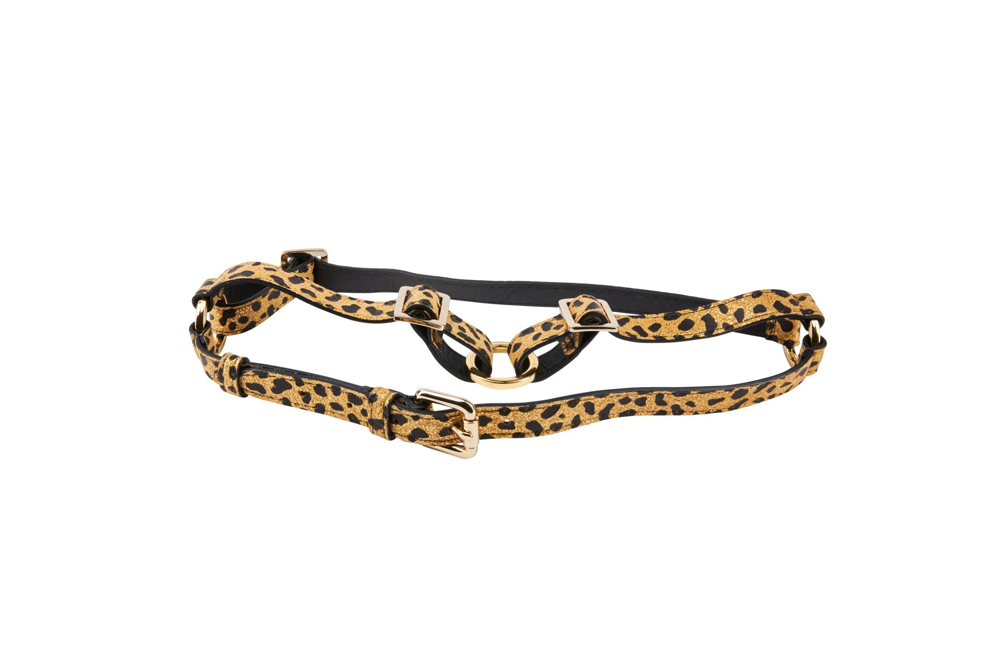 Allysa Payne Leopard Print Italian Leather Dog Harness