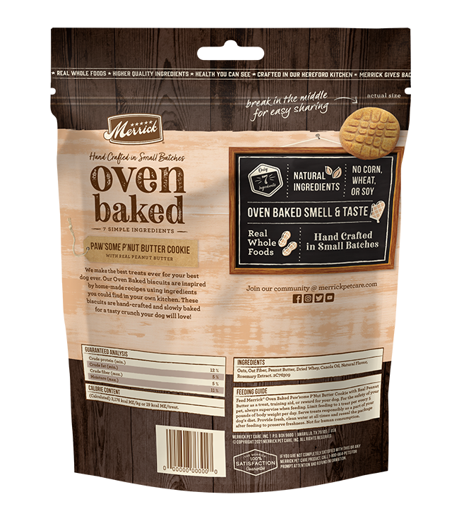 Merrick Oven Baked Pawsome Peanut Butter Dog treats (11oz)