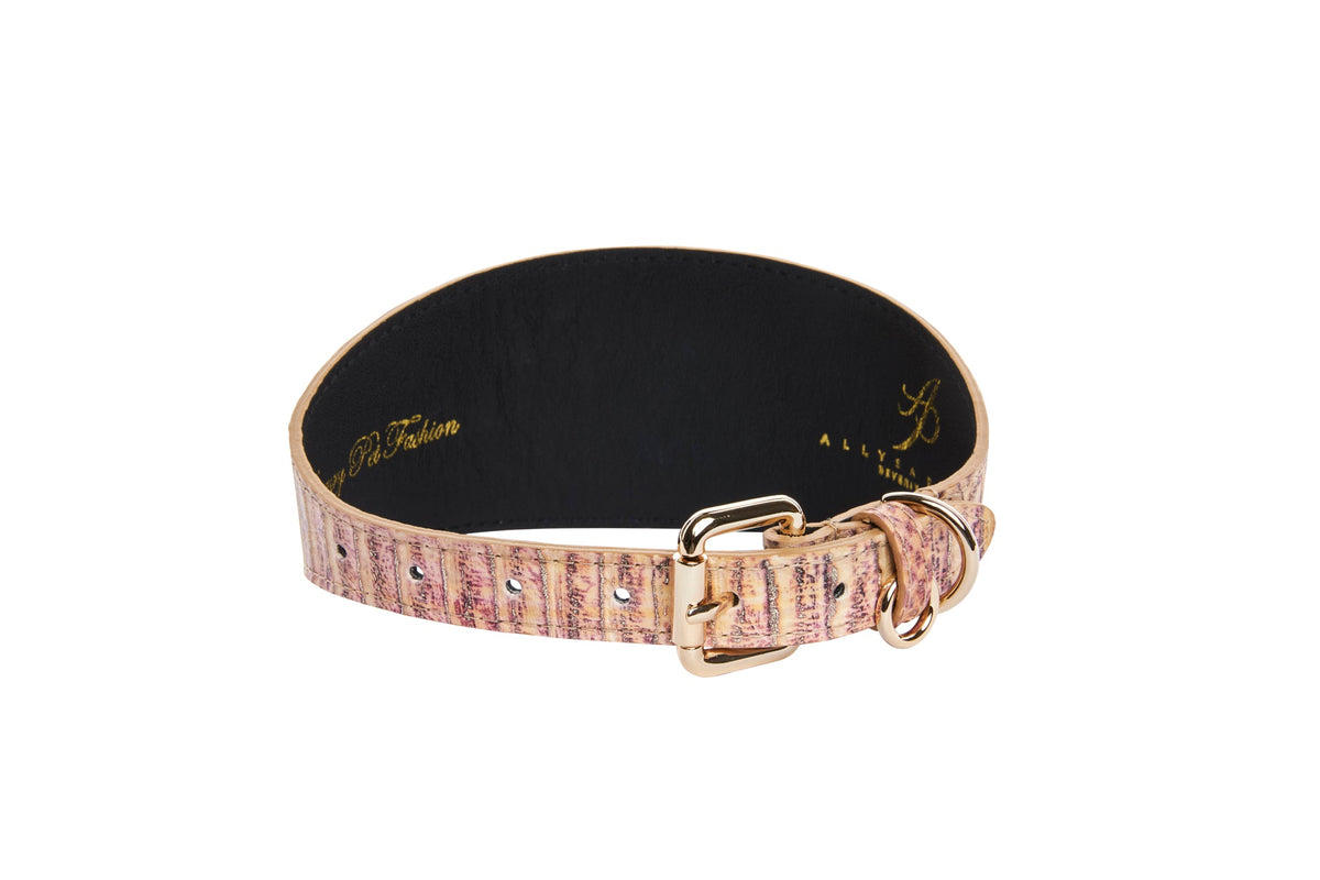 Allysa Payne Embossed Snake Italian Leather Wide Style Dog Collar