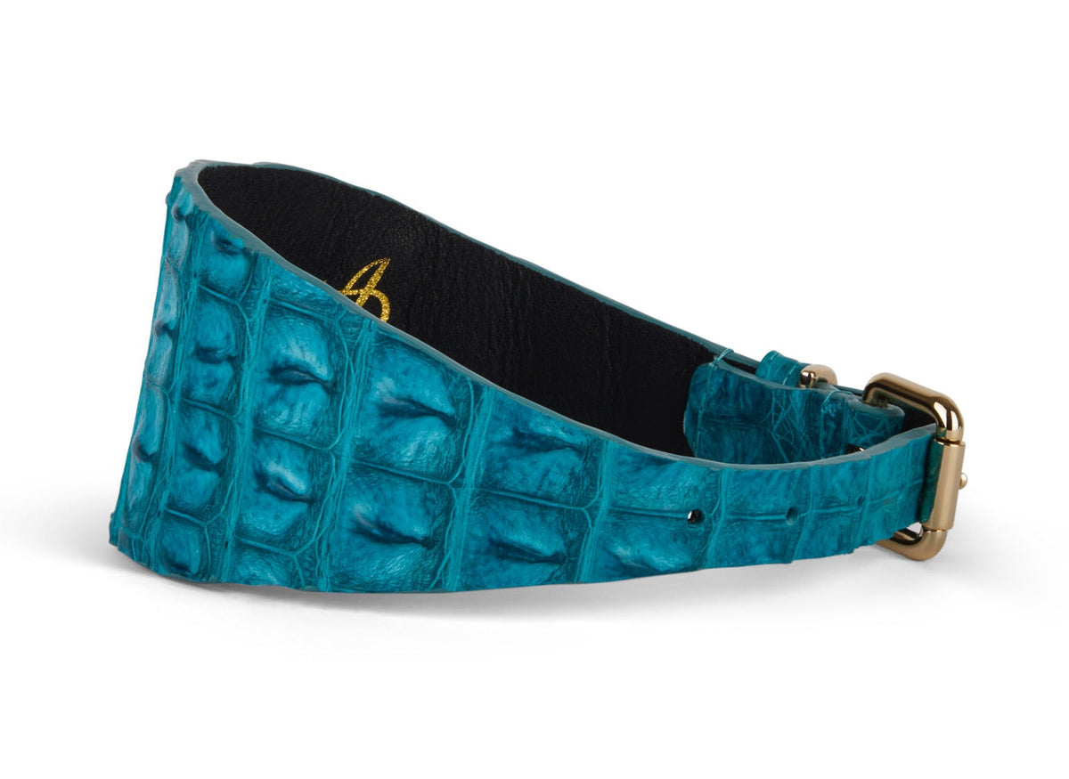 Allysa Payne Turquoise Croc 3-Inch Wide Style Dog Collar