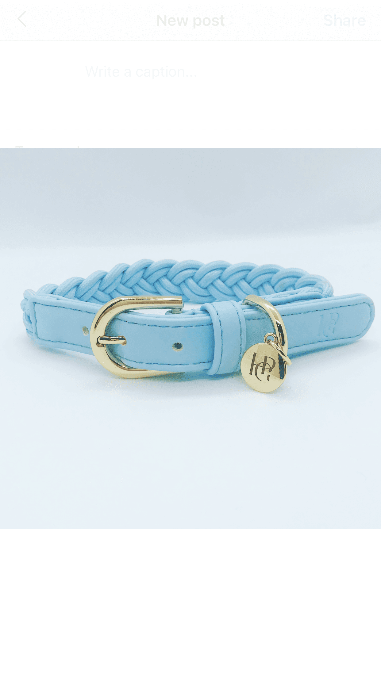 Dog Collar Cloud Blue Plaited