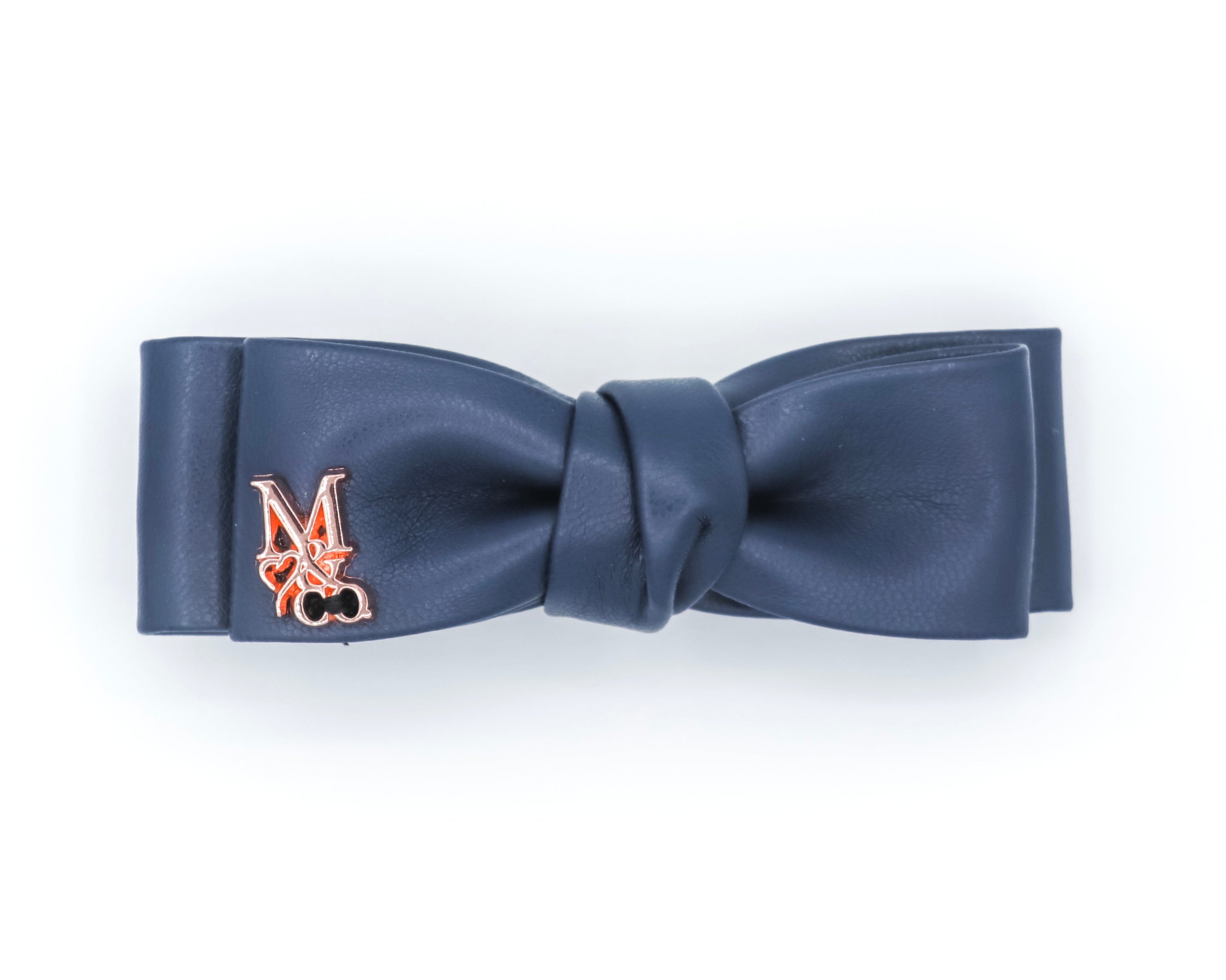Mini Leather Bow: Navy Blue
