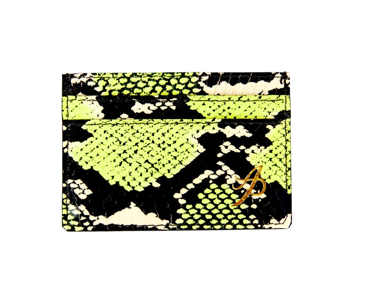 Allysa Payne Neon Green, Black & White Snake Card Wallet