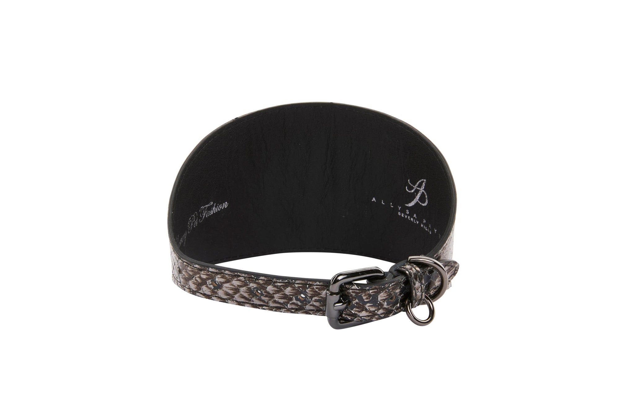 Allysa Payne Luxury Pet Fashion Gun-Metal Grey Snake 4" Dog Collar