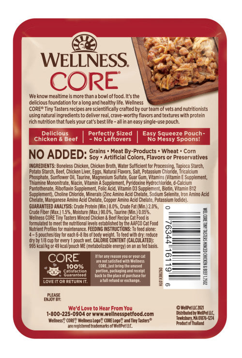 Wellness Core Adult Tiny Taster Minced Chicken and Beef Wet Cat Food (1.75oz)