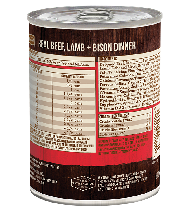 Merrick Grain Free Real Beef, Lamb and Bison Wet Dog Food (12.7oz)