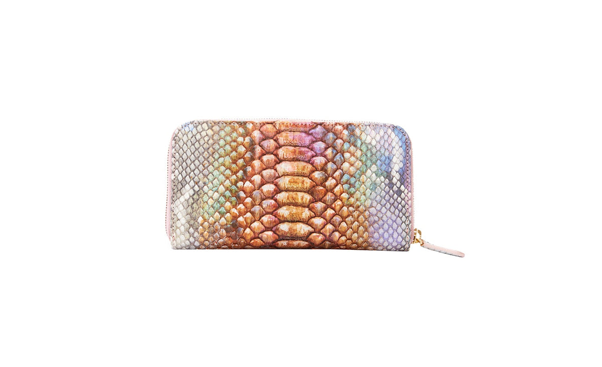 Allysa Payne Iridescent Python Zip Wallet