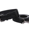 Glamorous Black Snake Print Italian Leather With Gun Metal Grey Hardware Collar, Leash Set