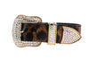 Abstract Leopard Italian Leather With Swarovski Crystal Hardware