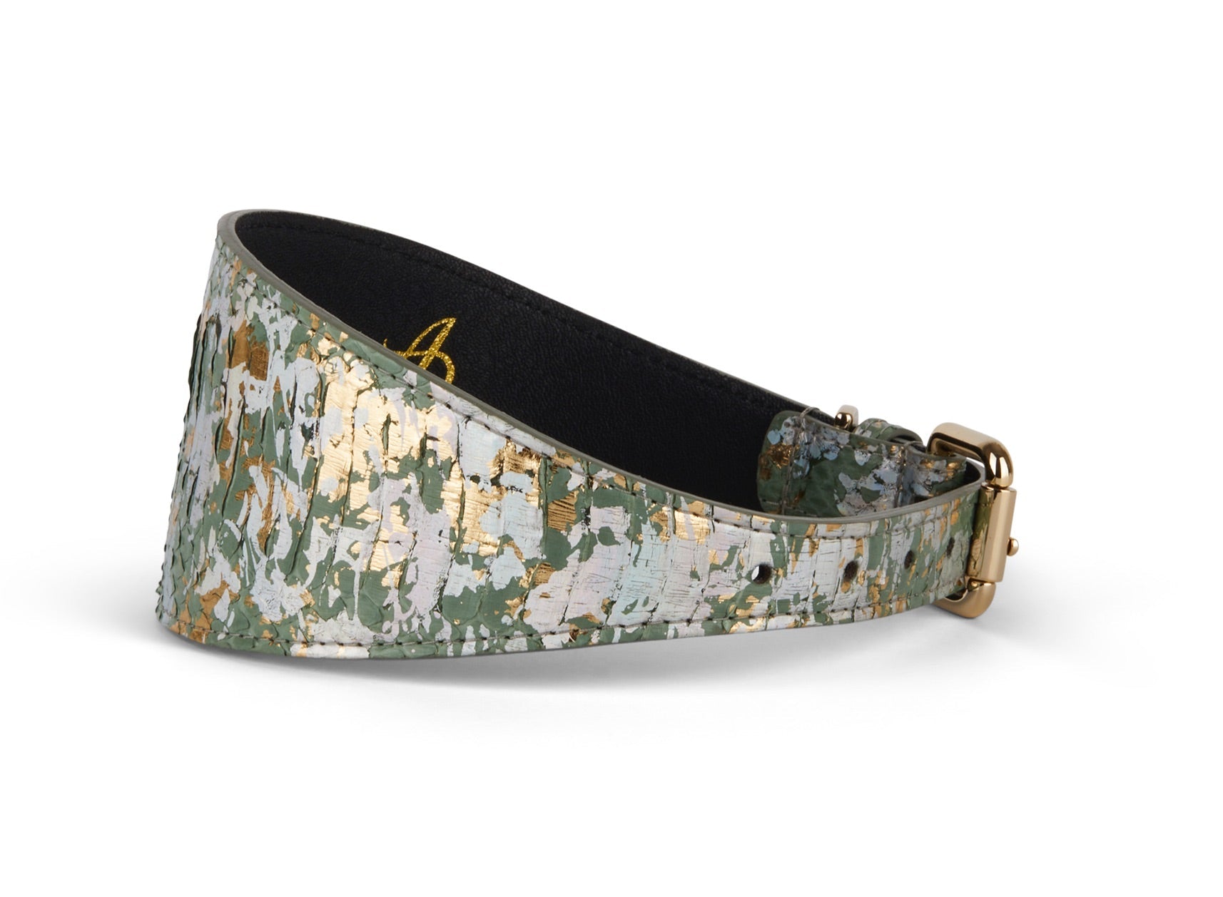 Iridescent Art Deco Green/Gold/Silver 3" Wide Style Collar