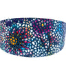 Dark Midnight Blue Floral Mosaic Italian Leather 3” Wide Style Collar