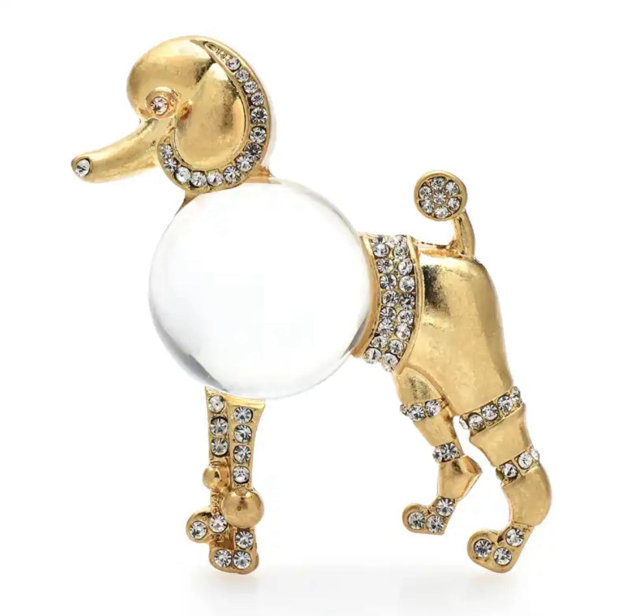 Allysa Payne Gold Clear Body Poodle Crystal Brooch