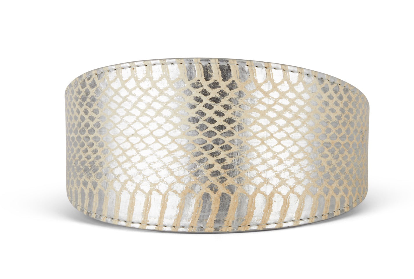 Allysa Payne Glamorous Silver Snake 3-Inch Wide Style Dog Collar