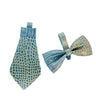 Blue & Gold Embossed Croc Italian Leather Tie & Bow tie Set