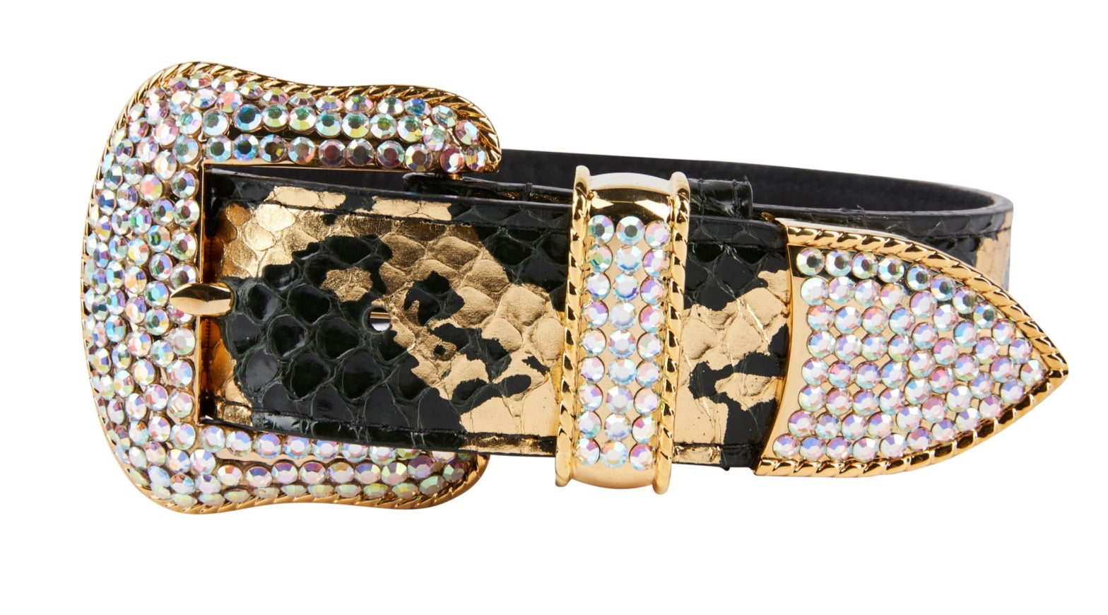 Allysa Payne Black/Gold Custom Snake Swarovski Crystal Dog Collar