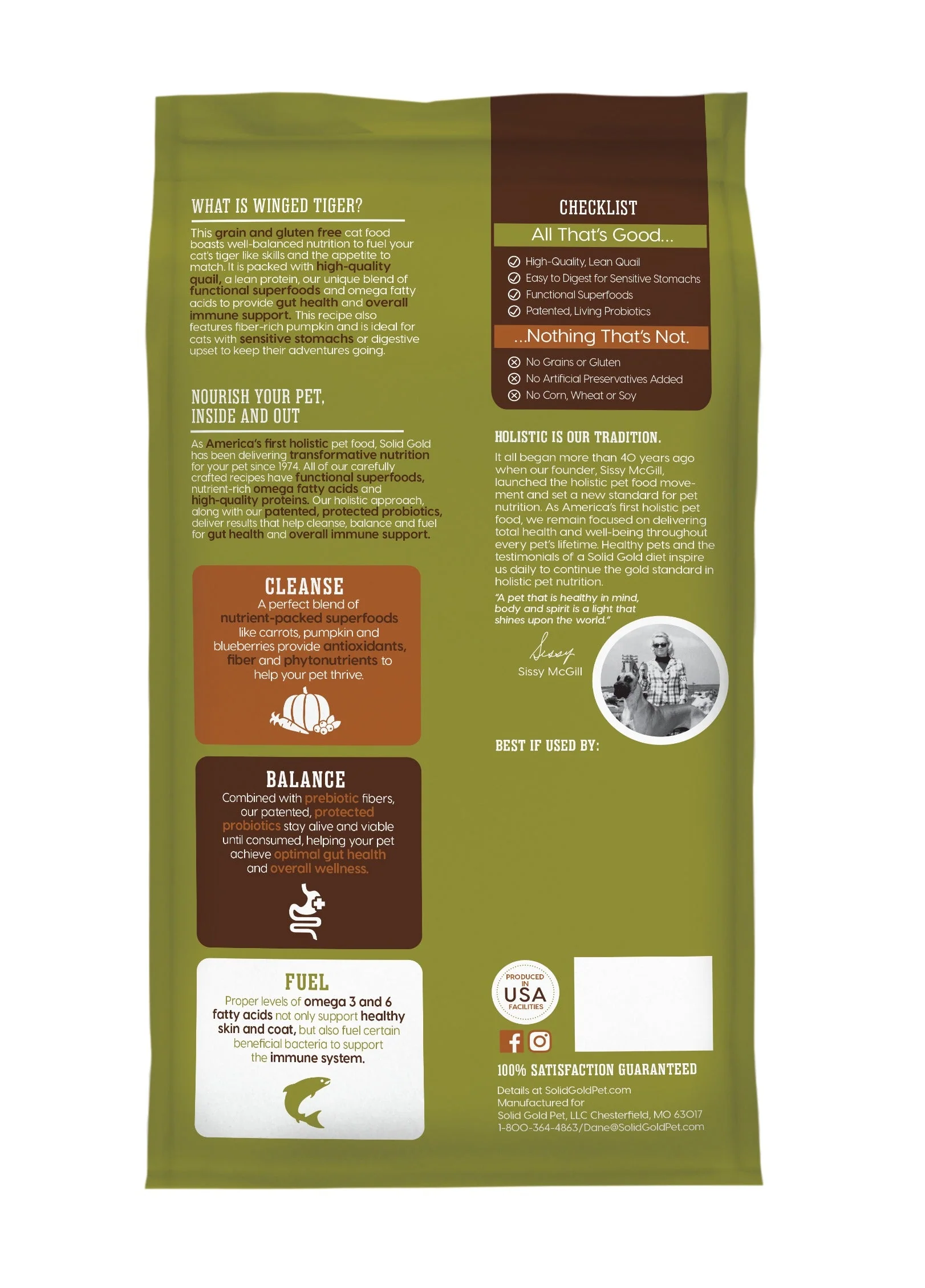 Solid Gold Adult Grain Free Winged Tiger Quail and Pumpkin Cat Food (3lb)