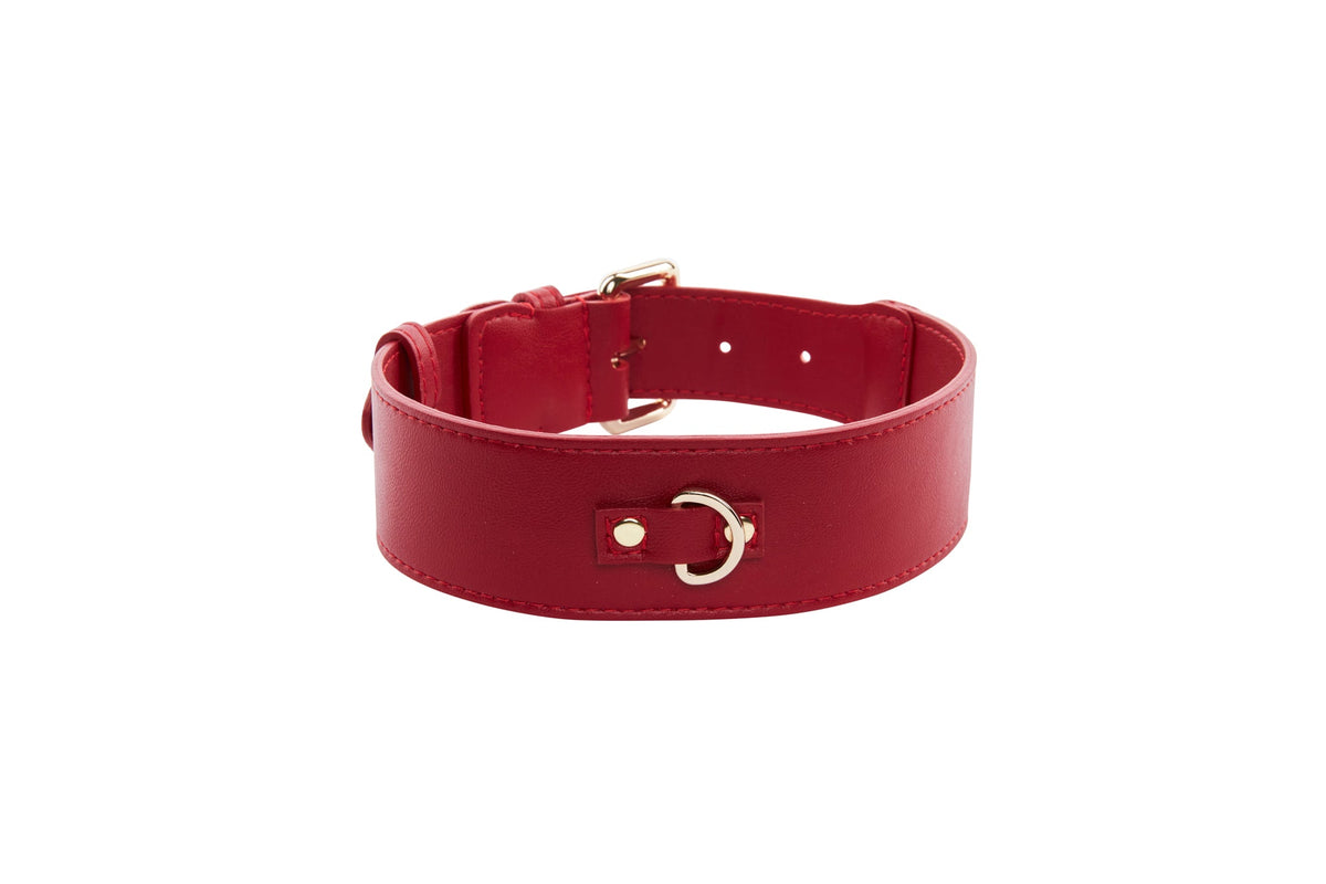 Allysa Payne Red Vegan Leather Classic Dog Collar