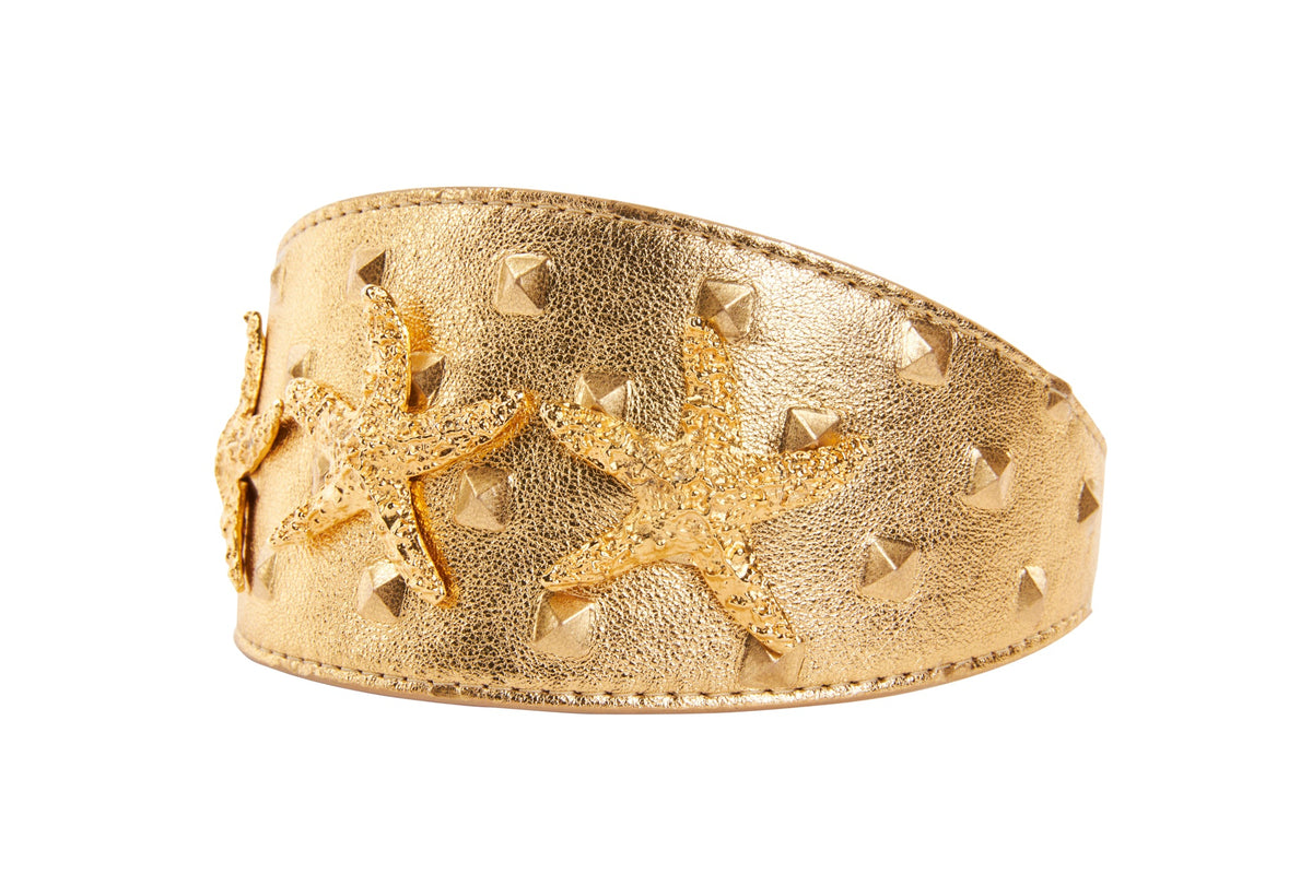 Allysa Payne Gold Studded Italian Leather With Dog Collar