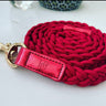 Dog Lead - Ruby Red/Yellow Gold Plaited