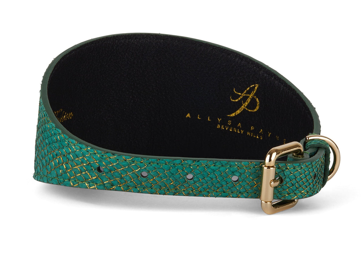 Allysa Payne Green & Gold 3-Inch Wide Style Dog Collar