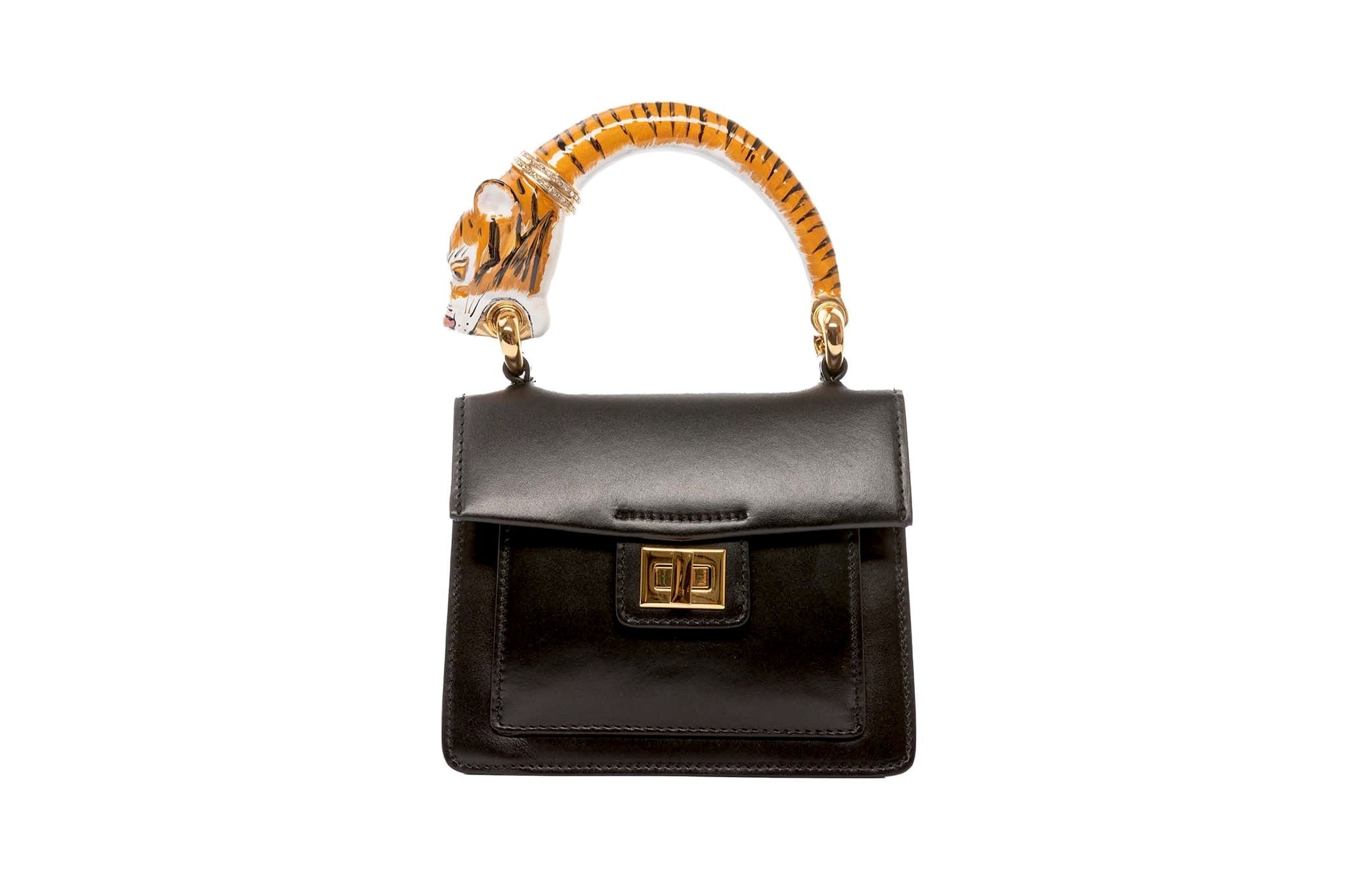 Tiger Bag With Black Italian Leather